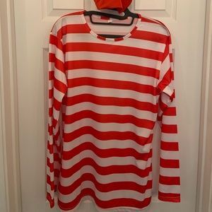 amazon halloween costume, unisex large, red & white stripped